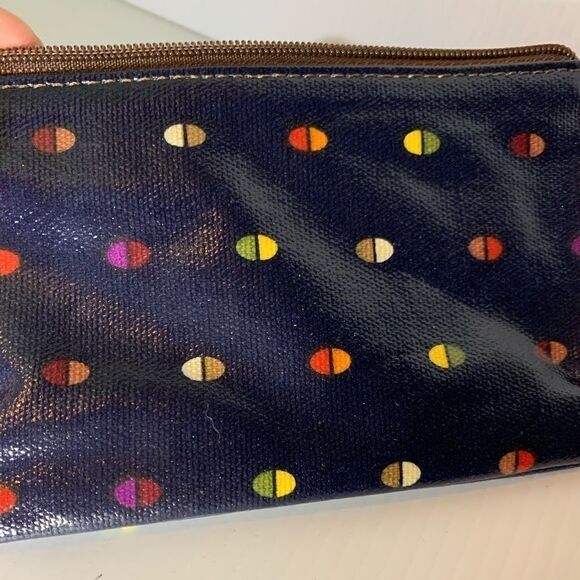 Fossil Zip Bag Navy with dots oil cloth - Picture 1 of 6